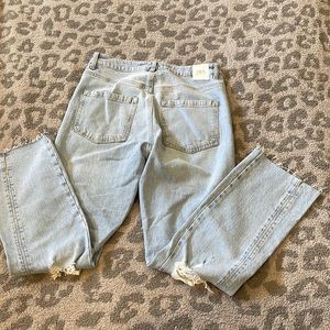 Zara high waisted distressed straight jeans. Size 2.